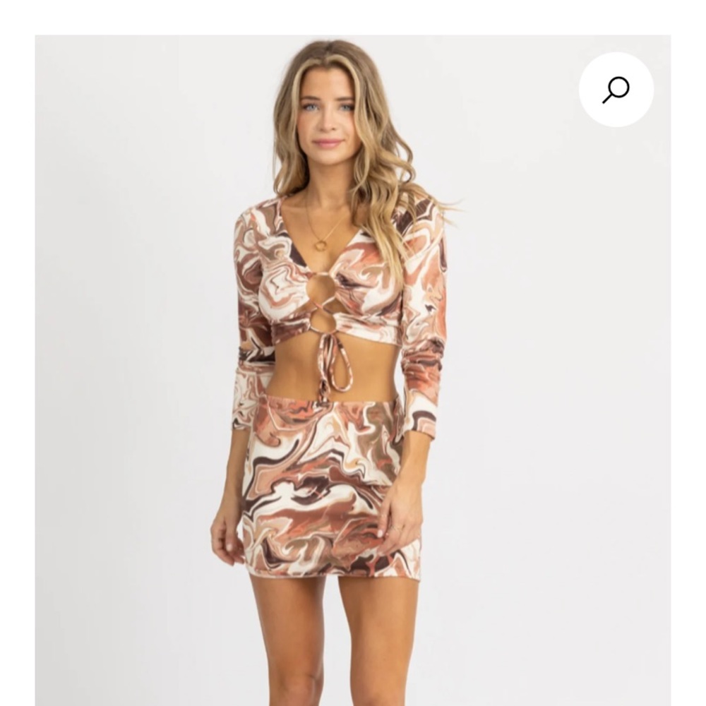 Cream and rust marble drawstring set